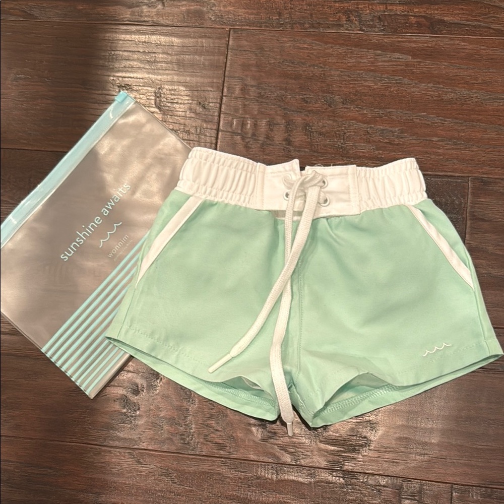 Minnow Boys Palm Green Boardie Shorts with Drawstring